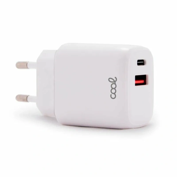 COOL CARGADOR RED UNIVERSAL FAST CHARGER (PD) DUAL TIPO-C / USB (20W) BLANCO