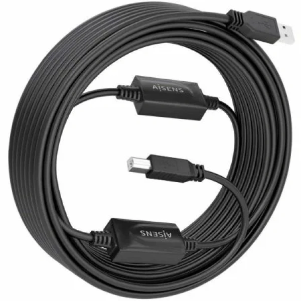 Cable Alargador USB 2.0 Aisens A101-0906/ USB Macho - USB Tipo-B/ 15m/ Negro - Imagen 2