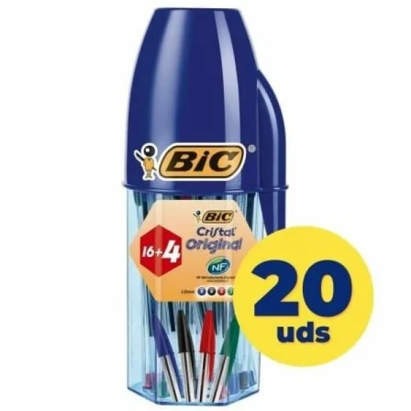 Bolígrafos de Tinta de Aceite Bic Cristal Original 929081/ 20 unidades/ Colores Surtidos