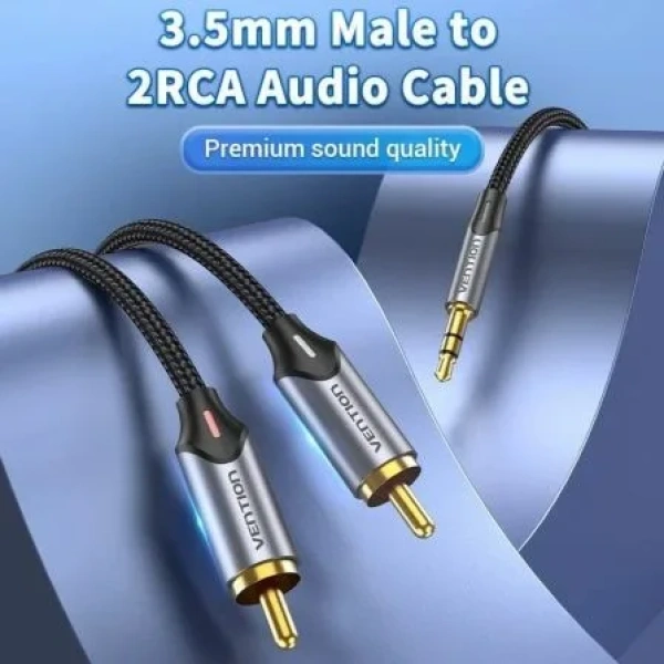 Cable Audio Vention BCNBL/ 2x RCA Macho - Jack 3.5 Macho/ 10m/ Gris - Imagen 3