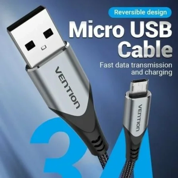 Cable USB 2.0 Vention COCHI/ USB Macho - MicroUSB Macho/ 480Mbps/ 3m/ Negro - Imagen 2