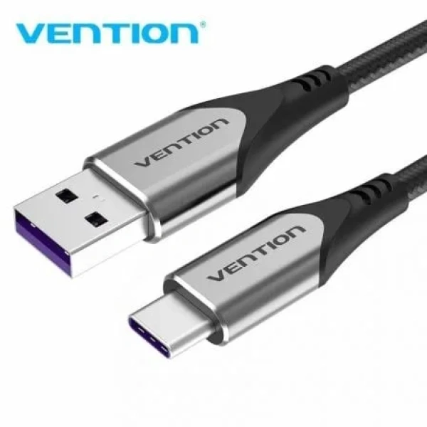 Cable USB 2.0 Tipo-C Vention COFHD/ USB Tipo-C Macho - USB Macho/ Hasta 100W/ 480Mbps/ 50cm/ Gris