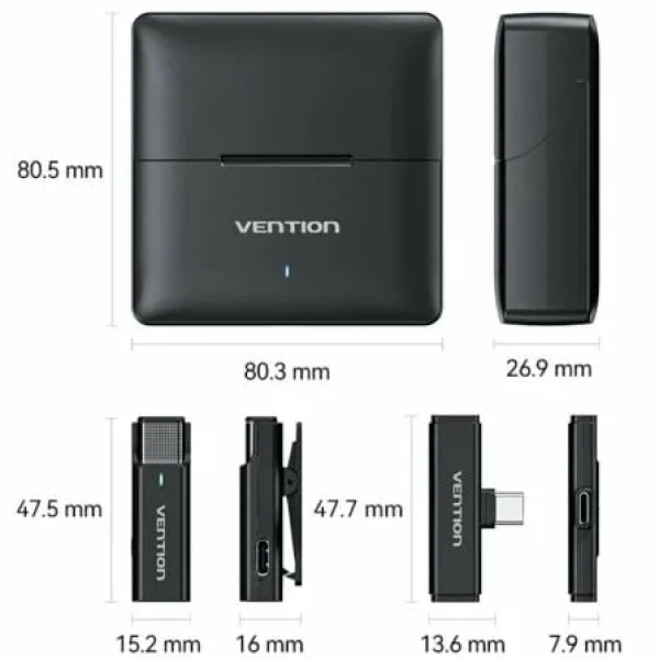 Micrófono Inalámbrico con Clip Vention NCAB0/ USB Tipo-C/ Incluye Receptor/ 2 unidades - Imagen 3