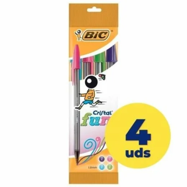 Bolígrafos de Tinta de Aceite Bic Cristal Fun 8957921/ 4 unidades/ Colores Surtidos