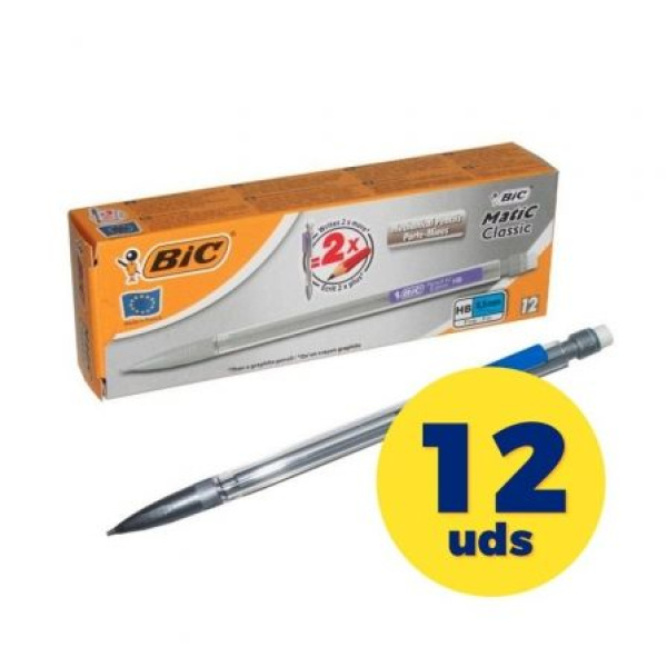 Portaminas con Goma Bic Matic Classic 820958/ HB/ 0.5mm/ 12 unidades/ Colores Surtidos