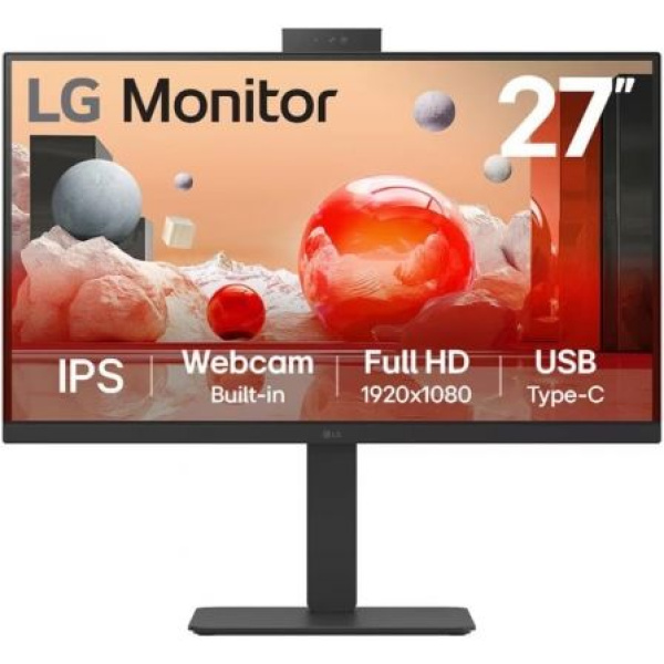 Monitor Profesional LG 27BA850-B 27"/ Full HD/ Webcam/ Multimedia/ Regulable en altura/ Negro