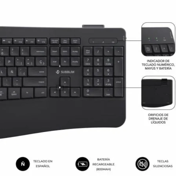 Teclado y Ratón Inalámbrico Subblim Combo Dual Office Prowave/ Negro - Imagen 2
