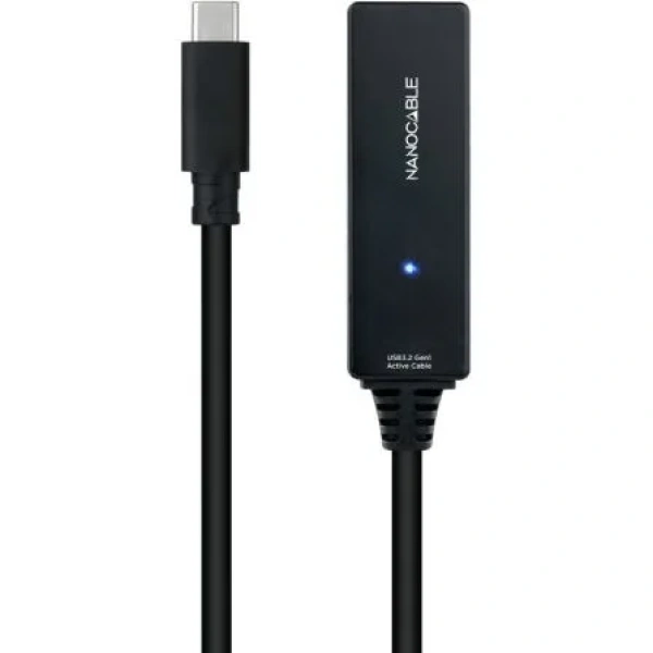 Cable Alargador USB Tipo-C 3.2 con Amplificador Nanocable 10.01.1311/ USB Tipo-C Macho - USB Tipo-C Hembra/ 5m/ Negro - Imagen 2