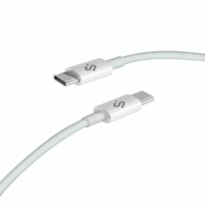 Cable USB 2.0 Tipo-C Subblim Cable Plus/ USB Tipo-C Macho - USB Tipo-C Macho/ Hasta 100W/ 480Mbps/ 1m/ Blanco