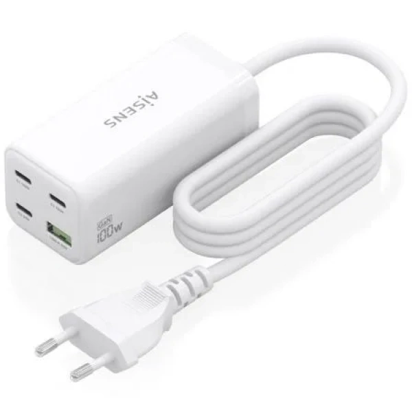 Cargador Sobremesa GaN Aisens ASCH-100W4P053-W/ 3xUSB Tipo-C/ 1xUSB/ 100W - Imagen 2