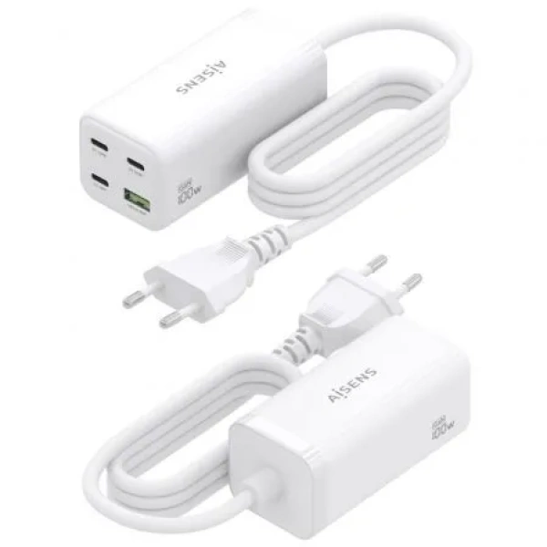 Cargador Sobremesa GaN Aisens ASCH-100W4P053-W/ 3xUSB Tipo-C/ 1xUSB/ 100W - Imagen 3
