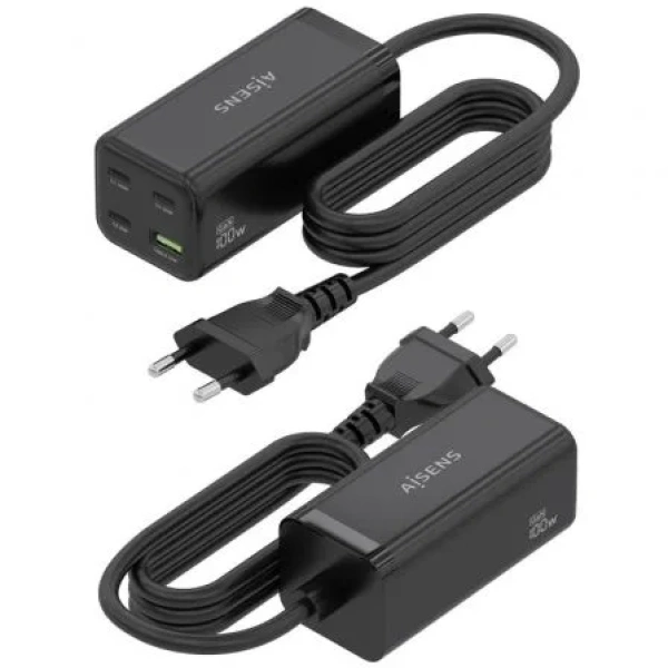 Cargador Sobremesa GaN Aisens ASCH-100W4P054-BK/ 3xUSB Tipo-C/ 1xUSB/ 100W - Imagen 3