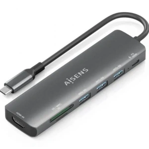 Docking USB Tipo-C Aisens ASUC-7P025-GR/ 1xHDMI/ 3xUSB/ 1xUSB Tipo-C PD/ 1xLector Tarjetas/ Gris