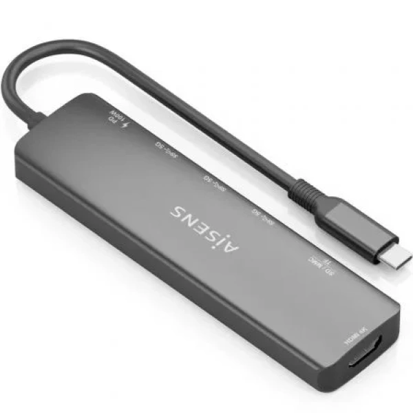 Docking USB Tipo-C Aisens ASUC-7P025-GR/ 1xHDMI/ 3xUSB/ 1xUSB Tipo-C PD/ 1xLector Tarjetas/ Gris - Imagen 2