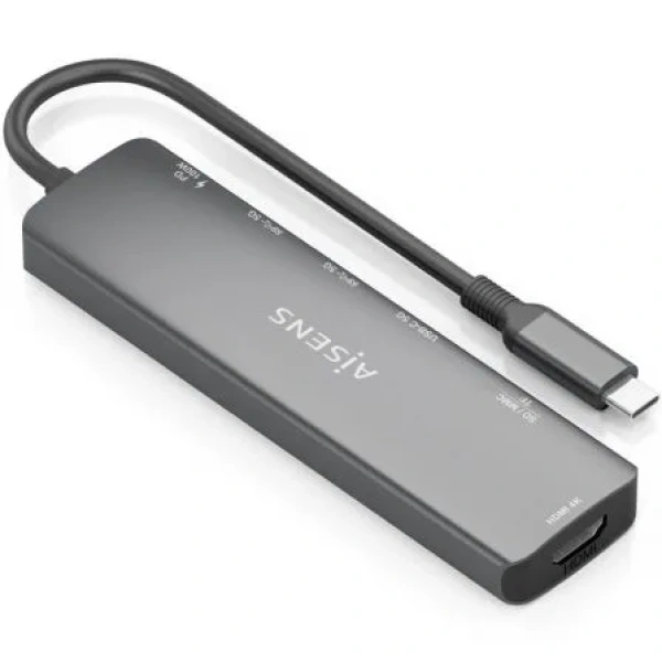 Docking USB Tipo-C Aisens ASUC-7P026-GR/ 1xHDMI/ 2xUSB/ 1xUSB Tipo-C / 1xUSB Tipo-C PD/ 1xLector Tarjetas/ Gris - Imagen 2