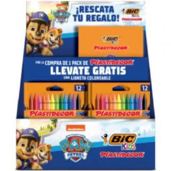 Expositor Bic Paw Patrol de Lápices de Cera y Cuadernos/ 24 Packs de 12 Unidades de Ceras/ 24 Cuadernos/ Surtido de Colores - Imagen 2