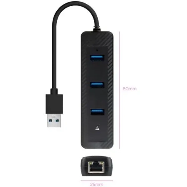 Hub USB 3.0 Nanocable 10.16.4604/ 3xUSB/ 1xRJ45/ Negro - Imagen 2