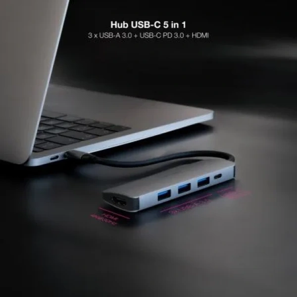 Docking Tipo-C Nanocable 10.16.4605/ 3xUSB/ 1xHDMI 4K/ 1xUSB Tipo-C PD/ Gris - Imagen 3