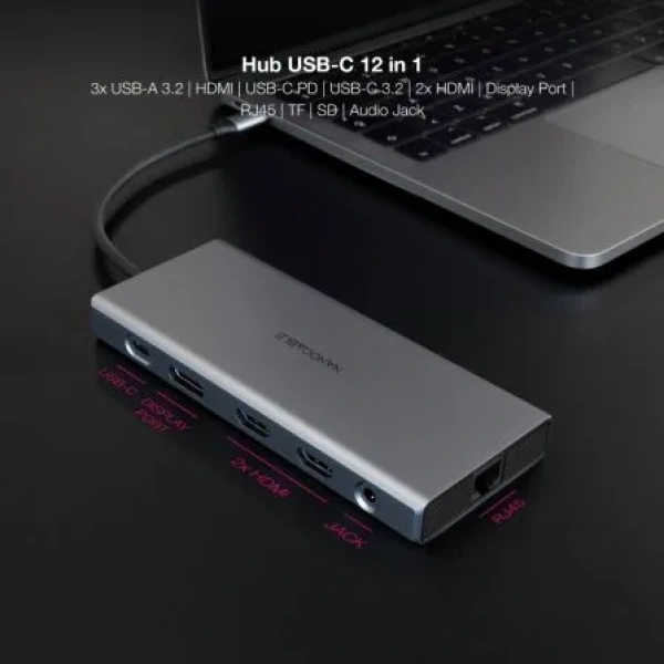 Docking Tipo-C Nanocable 10.16.4612/ 3xUSB/ 1xUSB Tipo-C/ 2xHDMI 4K/ 1xDisplayPort/ 1xRJ45/ 1xLector tarjetas/ 1xJack 3.5/ 1xUSB Tipo-C PD/ Gris - Imagen 3