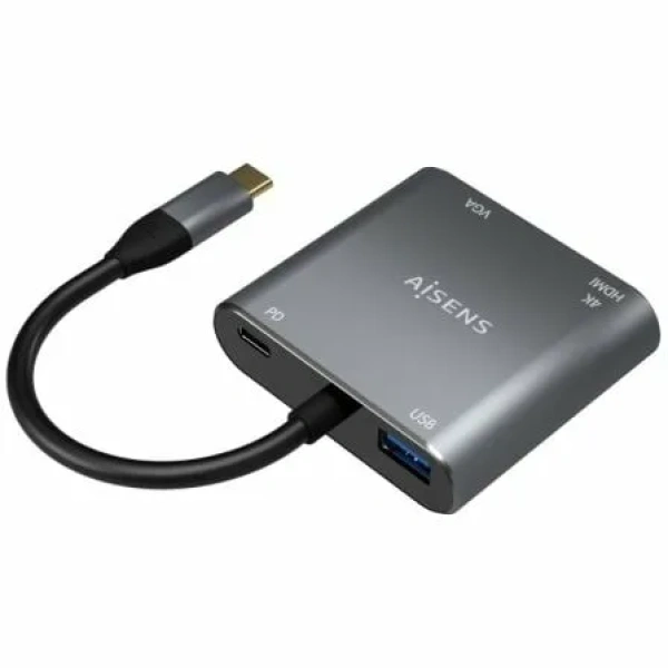 Conversor Aisens A109-0626/ HDMI Hembra - VGA Hembra - USB Tipo-C Macho - USB Hembra - USB Tipo-C Hembra/ 15cm/ Gris - Imagen 2