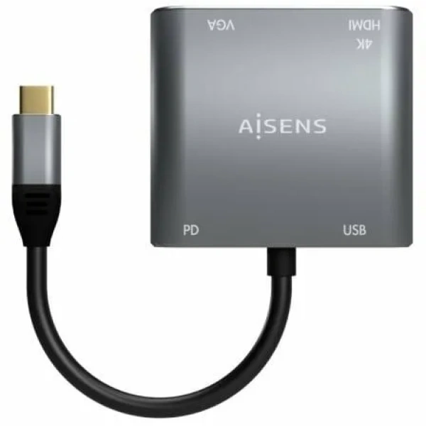 Conversor Aisens A109-0626/ HDMI Hembra - VGA Hembra - USB Tipo-C Macho - USB Hembra - USB Tipo-C Hembra/ 15cm/ Gris - Imagen 3
