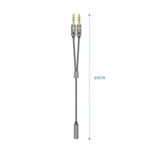 Cable Estéreo Aisens A128-0417/ Jack 3.5 Hembra - 2x Jack 3.5 Macho/ 25cm/ Gris - Imagen 2