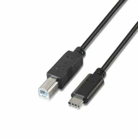Cable USB 2.0 Impresora Aisens A107-0054/ USB Tipo-C Macho - USB Tipo-B Macho/ 480Mbps/ 2m/ Negro