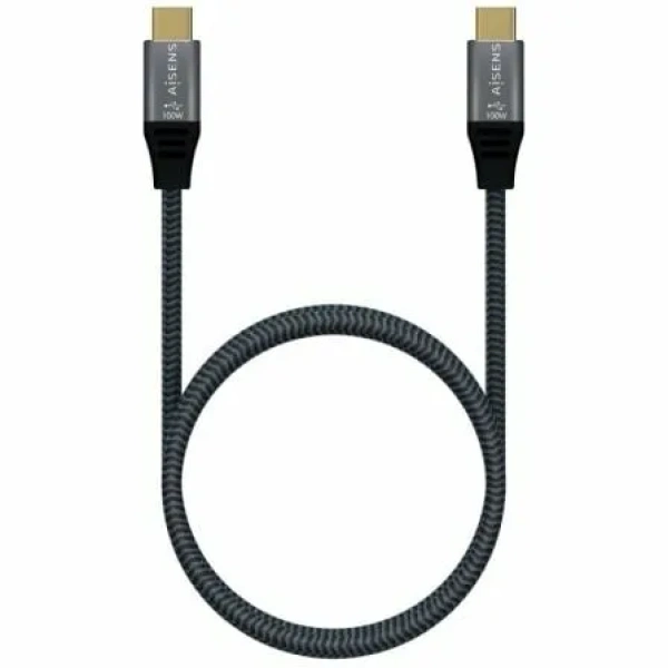Cable USB 2.0 Tipo-C Aisens A107-0628 5A 100W/ USB Tipo-C Macho - USB Tipo-C Macho/ Hasta 100W/ 60Mbps/ 1m/ Gris - Imagen 3