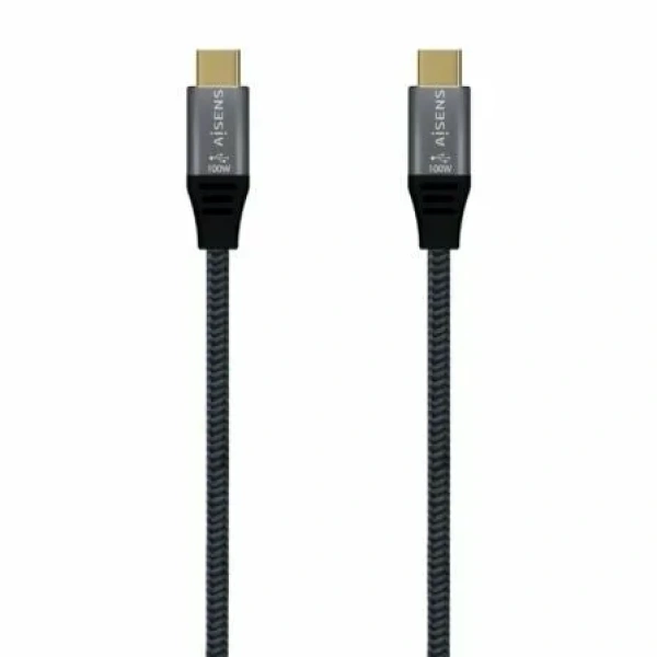 Cable USB 3.2 Tipo-C Aisens A107-0672 20GBPS 100W/ USB Tipo-C Macho - USB Tipo-C Macho/ Hasta 100W/ 2500Mbps/ 1.5m/ Gris