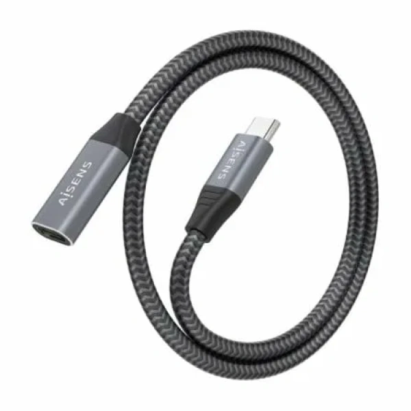 Cable Alargador USB 3.2 Aisens A107-0761/ USB Tipo-C Macho - USB Tipo-C Hembra/ Hasta 100W/ 20Gbps/ 1.5m/ Gris - Imagen 2