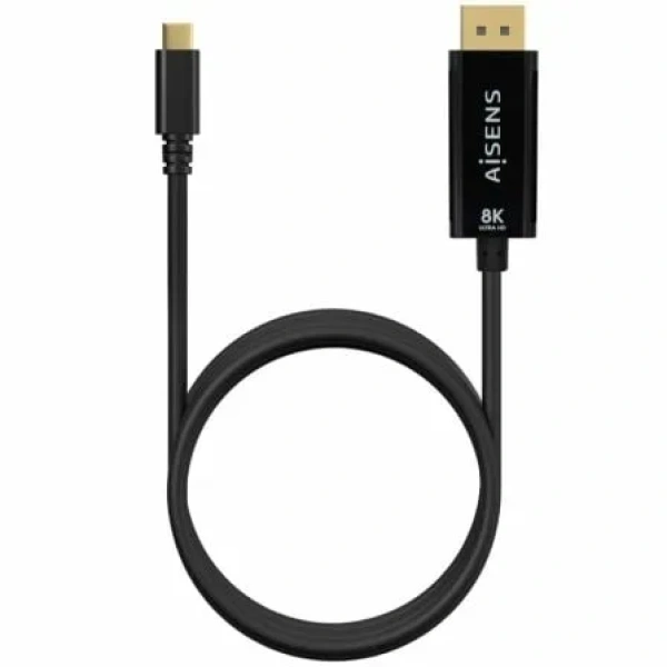 Cable Conversor Aisens A109-0689/ USB Tipo-C Macho - DisplayPort Macho/ Hasta 27W/ 1250Mbps/ 1.8m/ Negro - Imagen 3