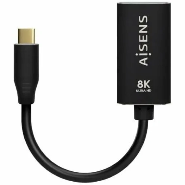 Conversor Aisens A109-0690/ USB Tipo-C Macho - DisplayPort Hembra/ Hasta 27W/ 1250Mbps/ 15cm/ Negro - Imagen 2