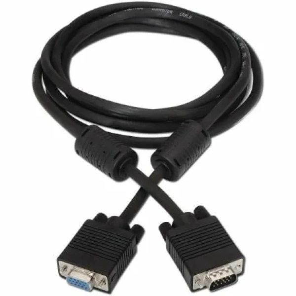 Cable Alargador SVGA Aisens A113-0078/ VGA Macho - VGA Hembra/ Hasta 3W/ 10Mbps/ 1.8m/ Negro - Imagen 2