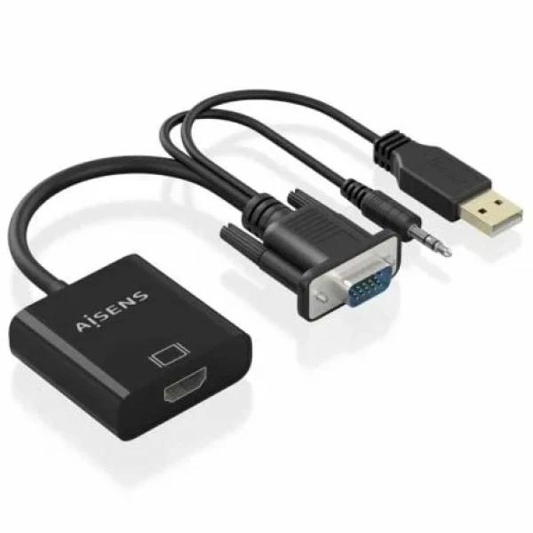 Cable Conversor Aisens A115-0872 SVGA Macho - USB Macho/ Jack Macho - HDMI Hembra/ 20cm/ Negro - Imagen 2