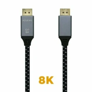 Cable DisplayPort 1.4 8K Aisens A149-0436/ DisplayPort Macho - DisplayPort Macho/ 1.5m/ Negro Gris