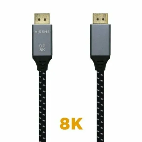 Cable DisplayPort 1.4 8K Aisens A149-0436/ DisplayPort Macho - DisplayPort Macho/ 1.5m/ Negro Gris