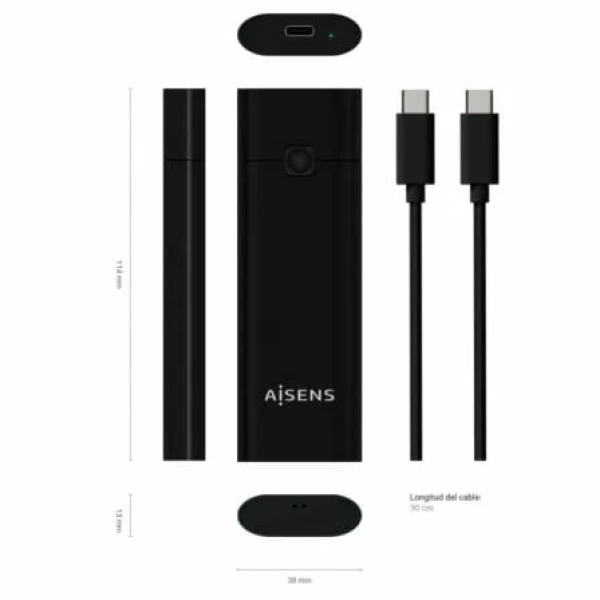 Caja Externa para Disco SSD M.2 NVMe Aisens ASM2-020B/ USB 3.1 Gen2/ Sin Tornillos - Imagen 3