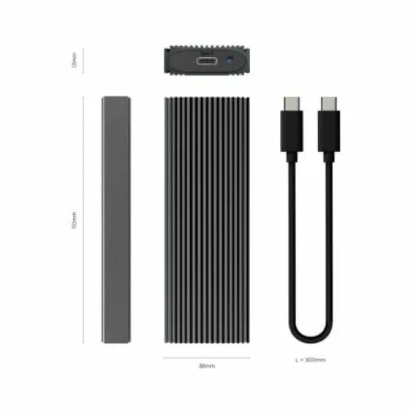Caja Externa para Disco SSD M.2 NVMe Aisens ASM2-023GR/ USB 3.2/ Sin tornillos - Imagen 3