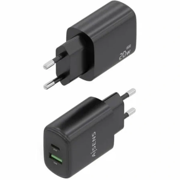 Cargador de Pared GaN Aisens A110-0910/ 1xUSB Tipo-C/ 1xUSB/ 20W/ Negro - Imagen 3