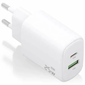 Cargador de Pared GaN Aisens A110-0911/ 1xUSB Tipo-C/ 1xUSB/ 25W/ Blanco