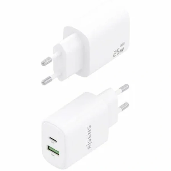Cargador de Pared GaN Aisens A110-0911/ 1xUSB Tipo-C/ 1xUSB/ 25W/ Blanco - Imagen 3