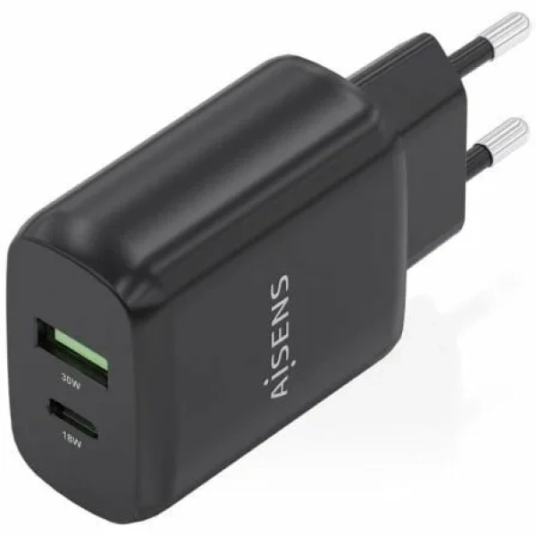 Cargador de Pared GaN Aisens A110-0924/ 1xUSB Tipo-C/ 1xUSB/ 30W/ Negro - Imagen 2