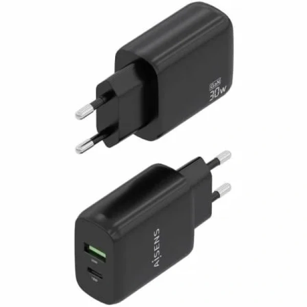 Cargador de Pared GaN Aisens A110-0924/ 1xUSB Tipo-C/ 1xUSB/ 30W/ Negro - Imagen 3