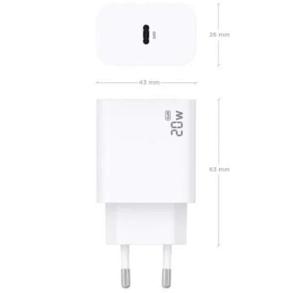 Cargador de Pared GaN Aisens A110-0938/ 1xUSB Tipo-C/ 20W/ Blanco - Imagen 3