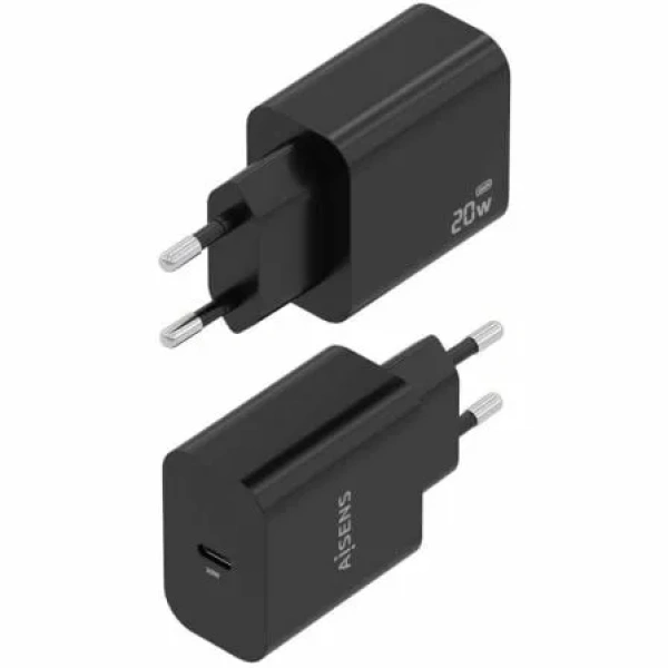 Cargador de Pared GaN Aisens A110-0939/ 1xUSB Tipo-C/ 20W/ Negro - Imagen 2