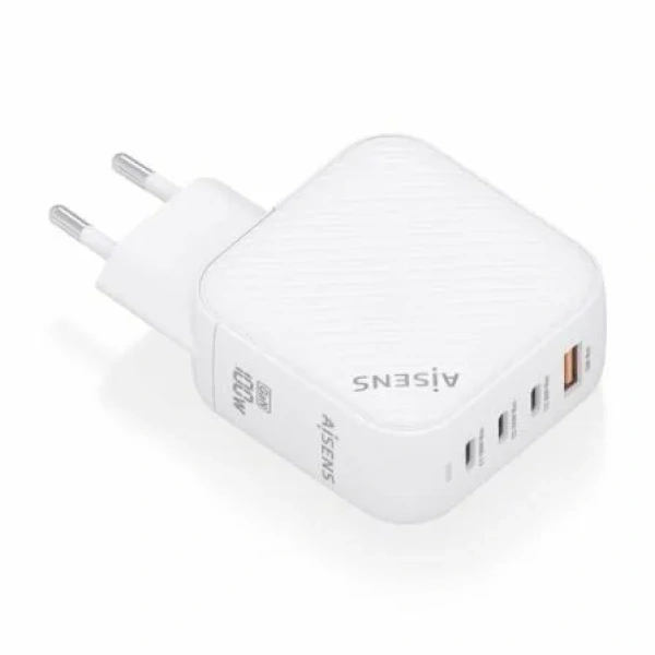 Cargador de Pared GaN Aisens ASCH-100W4P028-W/ 3xUSB Tipo-C/ 1x USB/ 100W