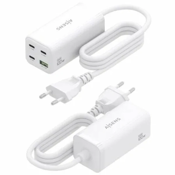 Cargador Sobremesa GaN Aisens ASCH-100W4P053-W/ 3xUSB Tipo-C/ 1xUSB/ 100W - Imagen 3