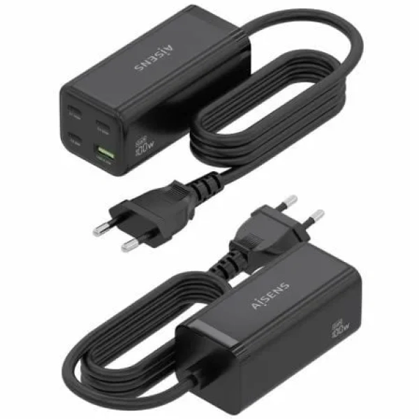 Cargador Sobremesa GaN Aisens ASCH-100W4P054-BK/ 3xUSB Tipo-C/ 1xUSB/ 100W - Imagen 3