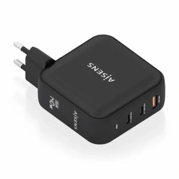 Cargador de Pared GaN Aisens ASCH-140W3P031-BK/ 2xUSB Tipo-C/ 1xUSB/ 140W