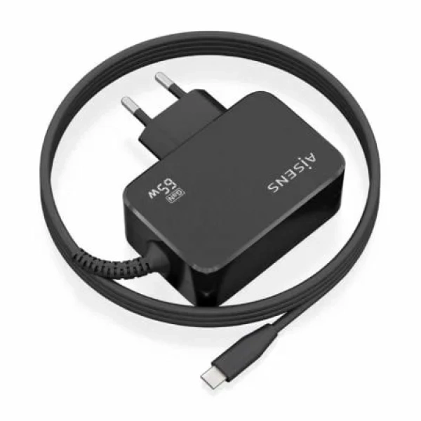 Cargador de Pared GaN Aisens ASCH-1PD65WL033-BK/ 1xUSB Tipo-C + Cable 1.8m/ 65W - Imagen 2